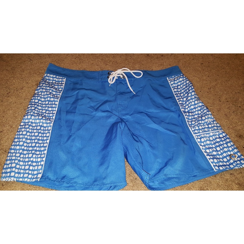 Eddie‎ Bauer Size XL Board Shorts Blue White Drawstring zip Mens